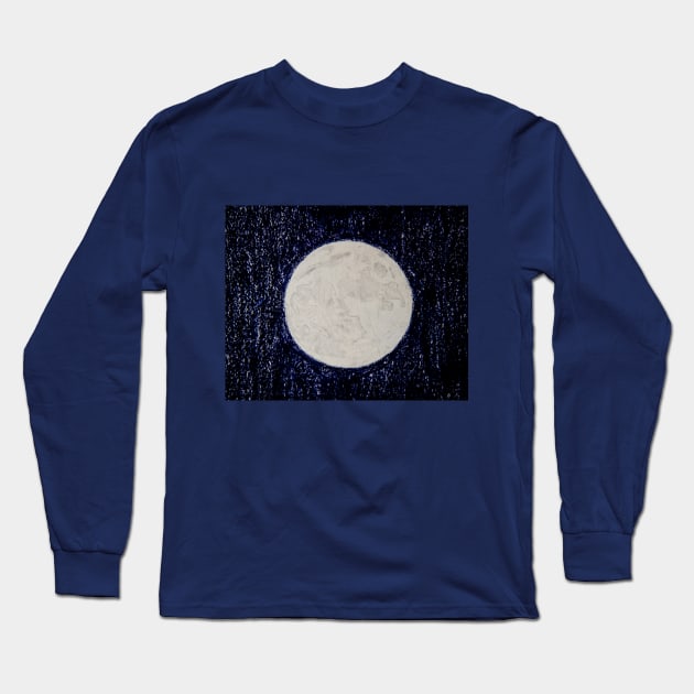 Full Moon in the Night Sky Drawing Long Sleeve T-Shirt by elisewied